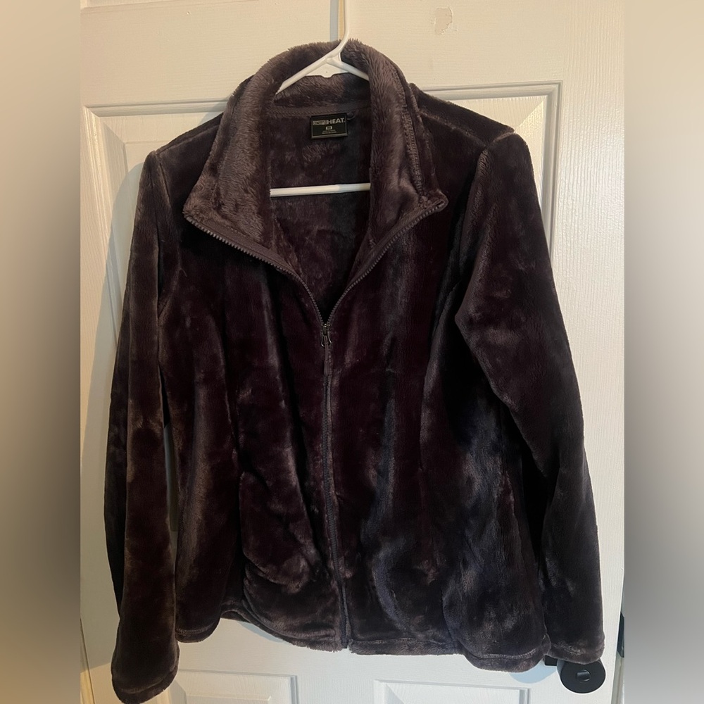 Dark Purple Faux Fur Zip Up